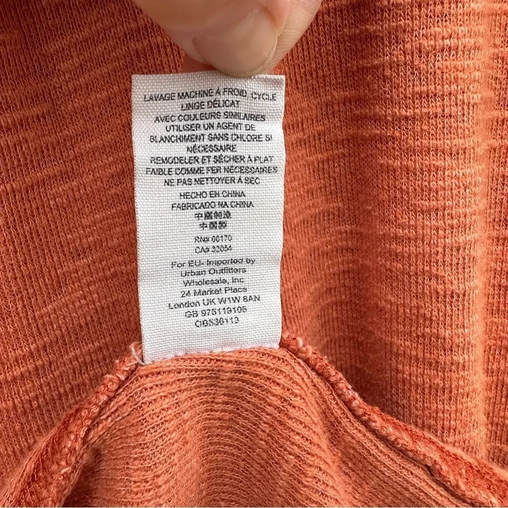 We The Free People Burnt Orange Split Back Turtleneck Knit Top High Low Hem XS
